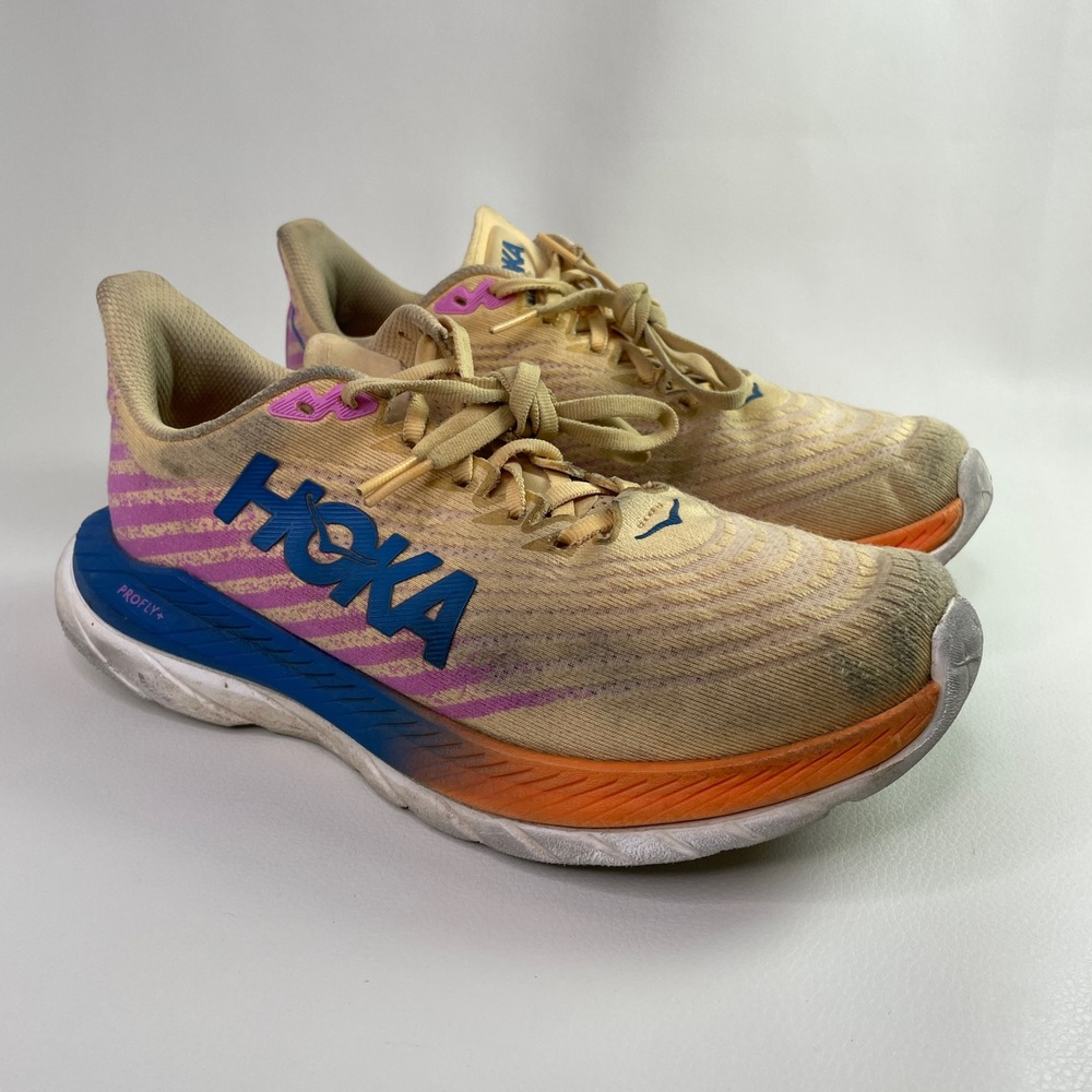 Hoka Mach 5 Womens Running Shoes Impala Cyclamen Orange Blue 1127894 ICYC 8.5B